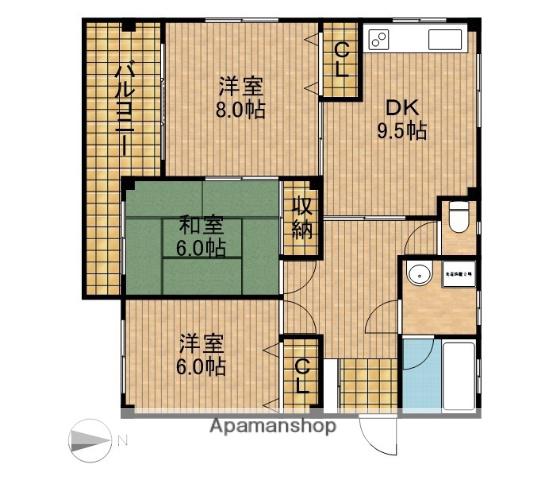 アーバン大門(3DK/2階)の間取り写真