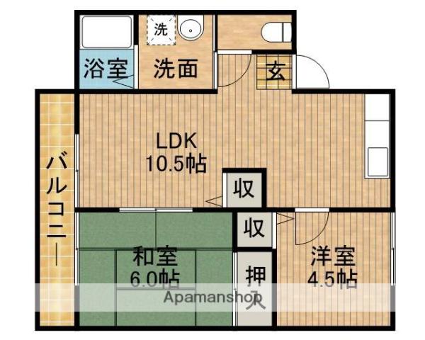 ピュアⅡ(2LDK/2階)の間取り写真