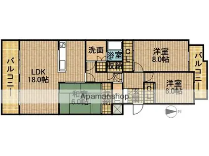 マンションタムカイ(3LDK/2階)の間取り写真