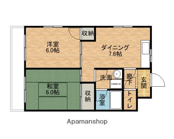 上島やよいマンション(2DK/2階)の間取り写真