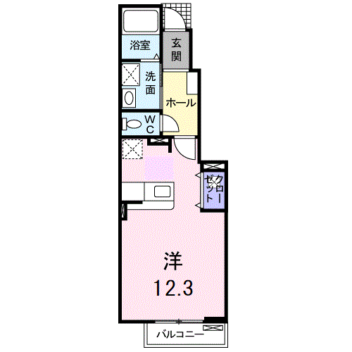 インペリアル ボヌール(1K/1階)の間取り写真