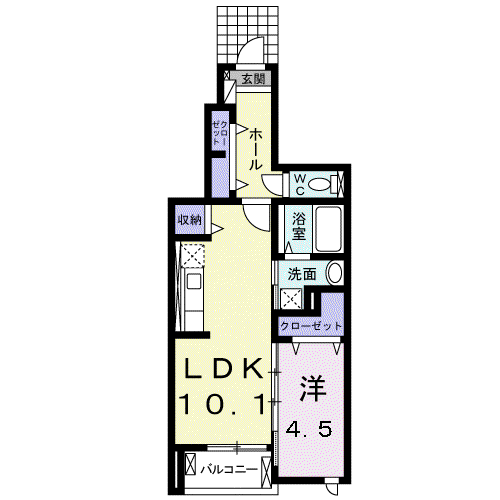 マーガレット ウッズ(1LDK/1階)の間取り写真