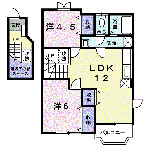 パインツリ-B(2LDK/2階)の間取り写真