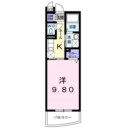 シーガルⅡ(1K/1階)の間取り写真