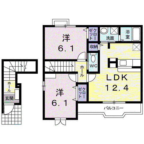 グランツ・シャトレ(2LDK/2階)の間取り写真