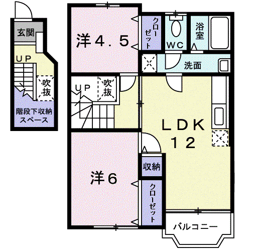 クレストールアベニュー(2LDK/2階)の間取り写真