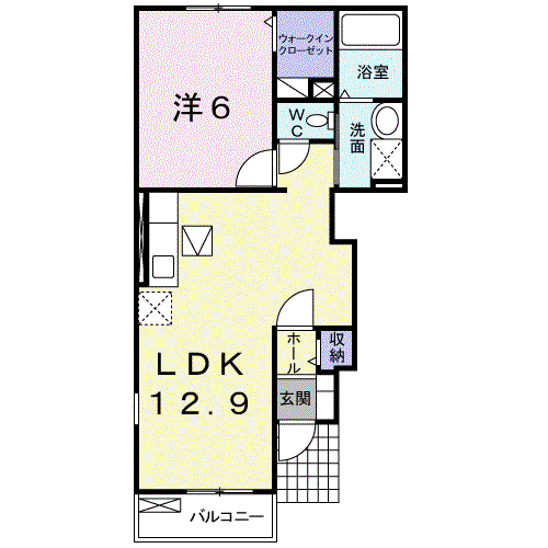アンジュアクティフ(1LDK/1階)の間取り写真