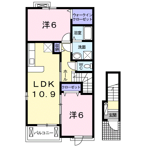 ジュノスA(2LDK/2階)の間取り写真