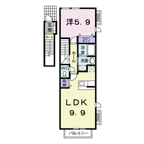 ガーデンハウス西塚(1LDK/2階)の間取り写真