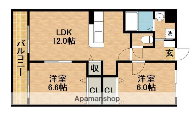 マンション白樺Ⅱ(2LDK/3階)の間取り写真