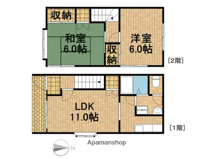 向宿（松本）テラスハウス(2LDK)の間取り写真