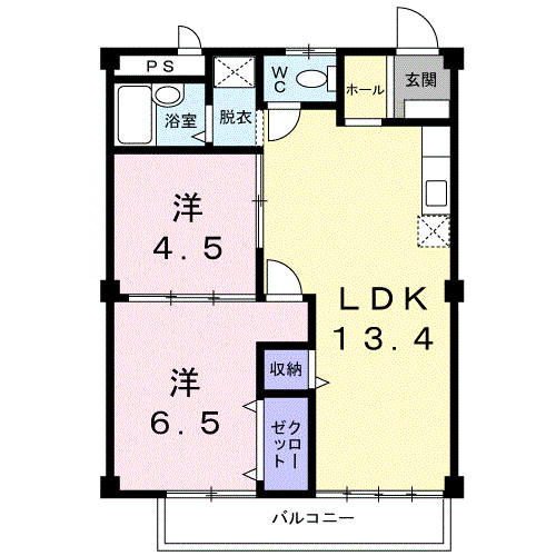 シティハイツアカツキ(2LDK/2階)の間取り写真