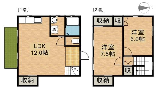 初生町テラスハウス１１５３−３６(2LDK)の間取り写真