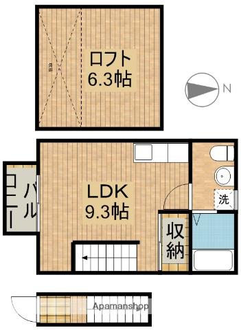 フラワーマウンテン(ワンルーム/2階)の間取り写真