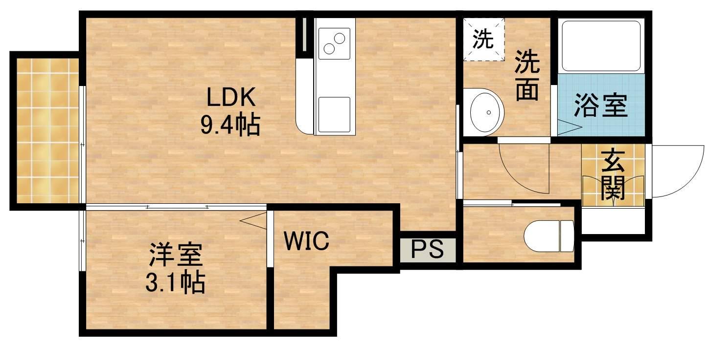 グランドゥールB(1LDK/1階)の間取り写真