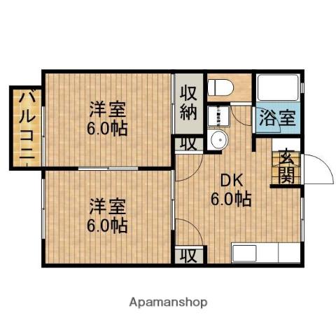 シャルムOⅡ(2DK/1階)の間取り写真