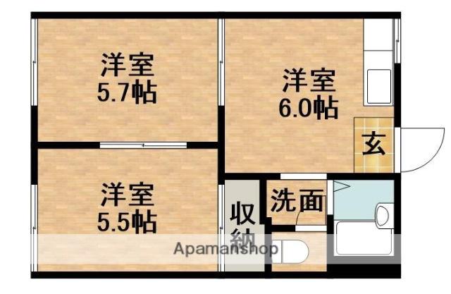 アーバンヒル刑部(2DK/1階)の間取り写真