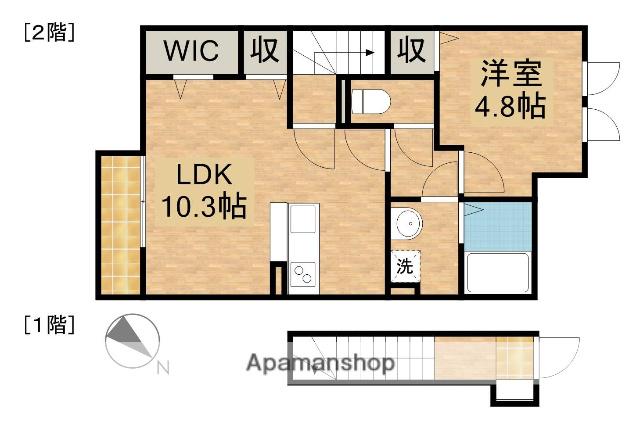 グランボアA(1LDK/2階)の間取り写真