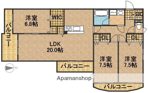 リーベンハイムカガ(3LDK/4階)の間取り写真