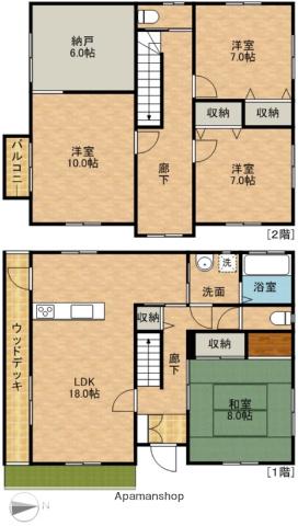 東海道本線 浜松駅 バス乗車時間：20分 原島北バス停バス停で下車 徒歩6分 2階建 築25年(4LDK)の間取り写真