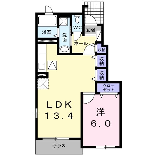 ヴィラ・ハナミズキⅢ(1LDK/1階)の間取り写真