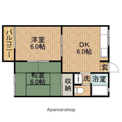 フォーブル青木(2DK/2階)の間取り写真