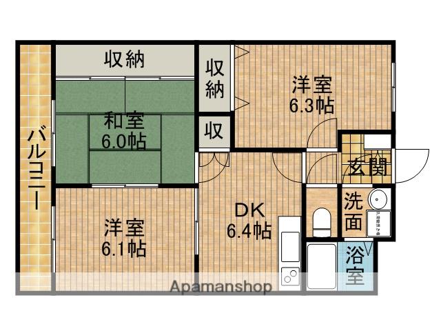 ソレイユ(3DK/2階)の間取り写真