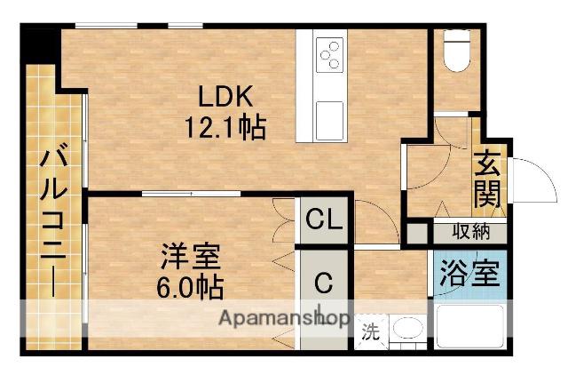 TRIBUTE元浜(1LDK/2階)の間取り写真