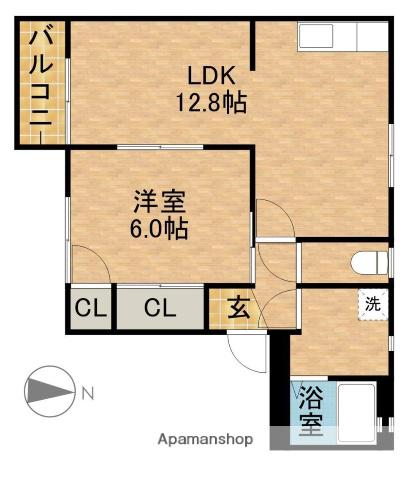 ソレイユA(1LDK/2階)の間取り写真