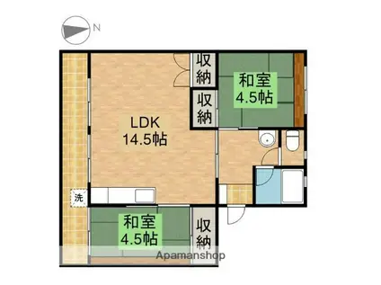 サンシャイン丸松(2LDK/2階)の間取り写真