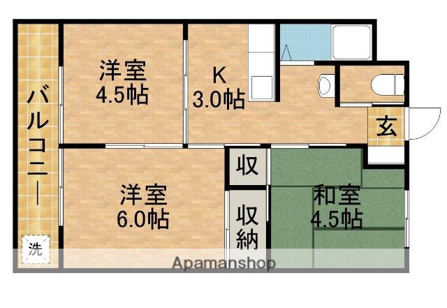 ヴィラはなやしき(3K/2階)の間取り写真