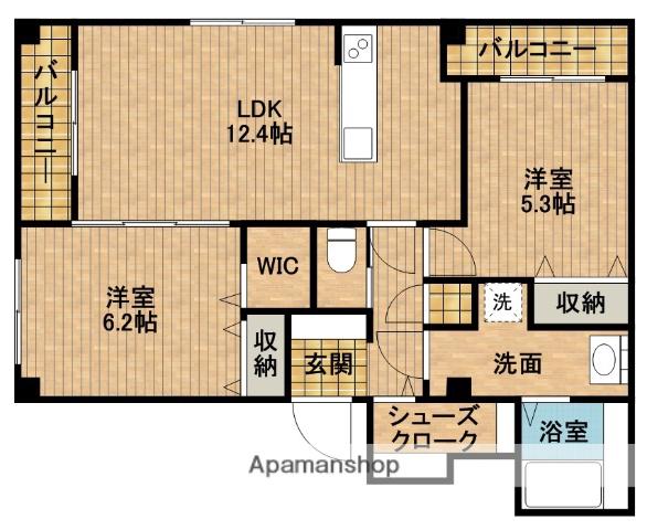 LALBA DI SECONDO(2LDK/5階)の間取り写真