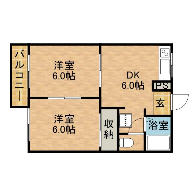 セレクト21B(2DK/2階)の間取り写真