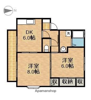 アルコバレーノA(2DK/2階)の間取り写真