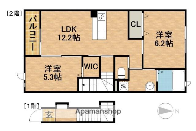 GON・CROW(2LDK/2階)の間取り写真
