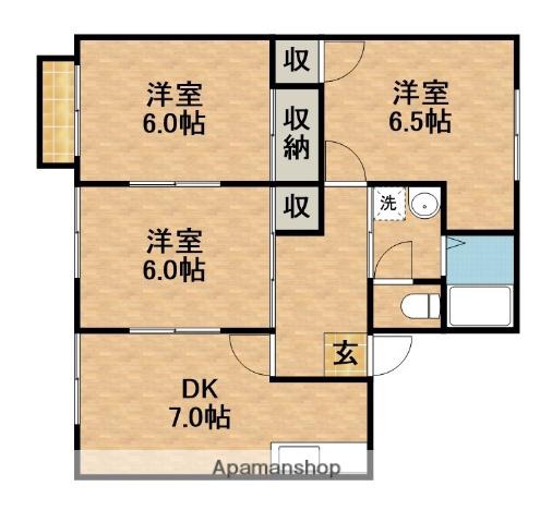 デーリーハイツB(3DK/2階)の間取り写真