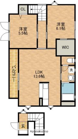ルナ三方(2LDK/2階)の間取り写真