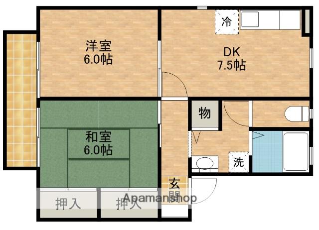 フォレスト・ヴィラ B(2DK/2階)の間取り写真