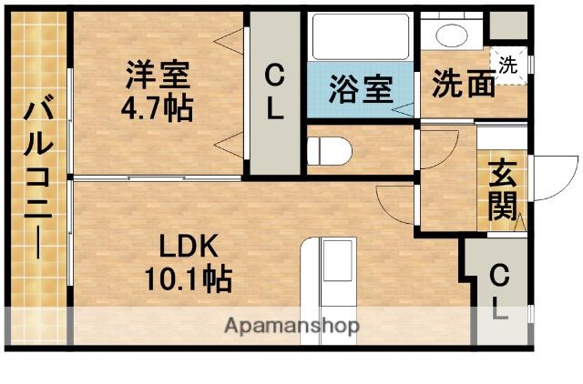 FELSEN(1LDK/1階)の間取り写真