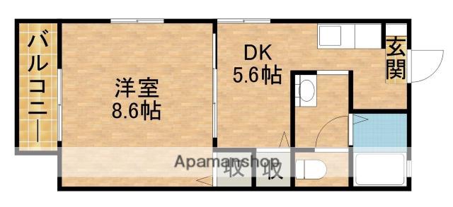 ヴィラ・ノーツA棟(1DK/2階)の間取り写真