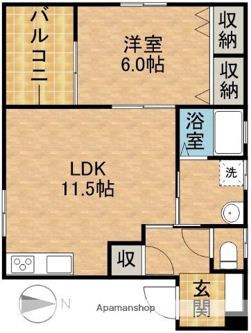 オーガスタM(1LDK/2階)の間取り写真