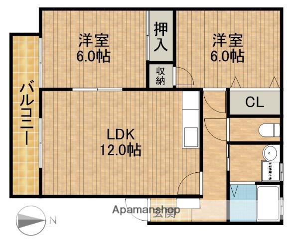 コーポコスモスⅤ(2LDK/1階)の間取り写真
