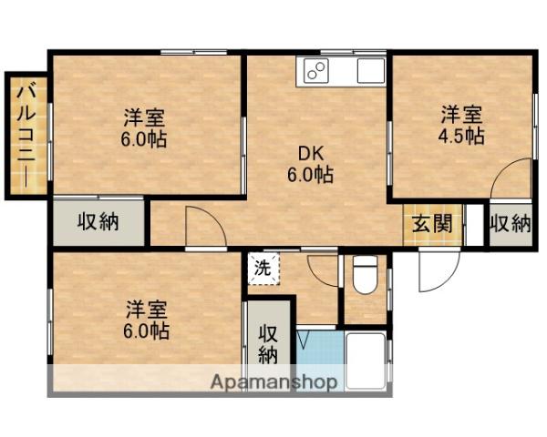 コーポ原川A(3DK/1階)の間取り写真