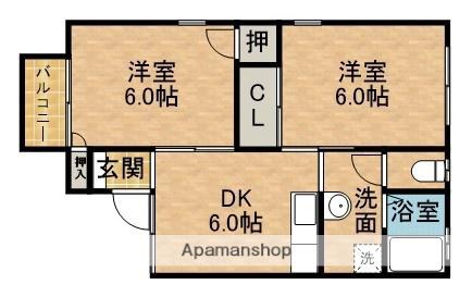 セジュールK&T Ⅰ(2DK/2階)の間取り写真