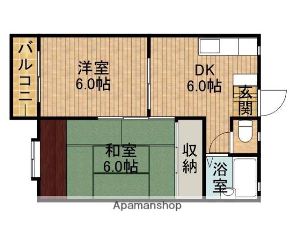 ジュネスフジエダ(2DK/1階)の間取り写真