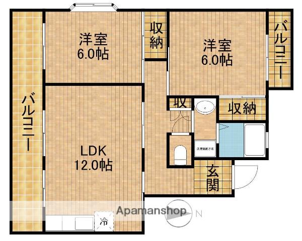 グランドハイツⅡ(2LDK/3階)の間取り写真