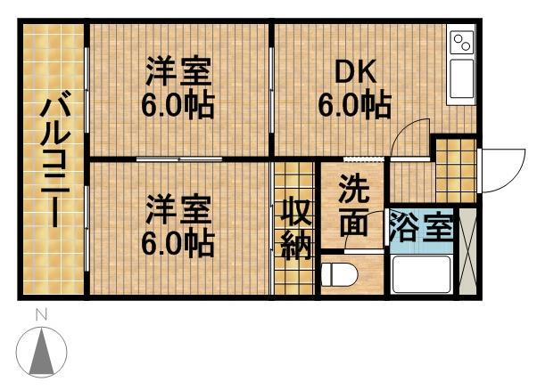 メゾンルミエール(2DK/1階)の間取り写真