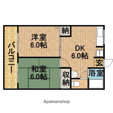 COZY弥生(2DK/2階)の間取り写真