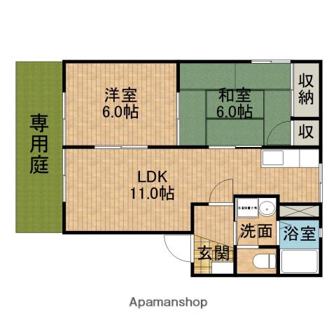 パレフローラC(2LDK/1階)の間取り写真