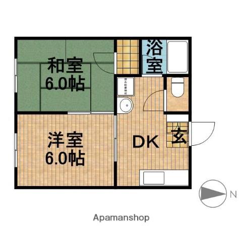 グレースC(2DK/2階)の間取り写真